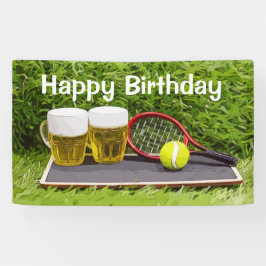 Tennis boll och glas födelsedagsfest av öl