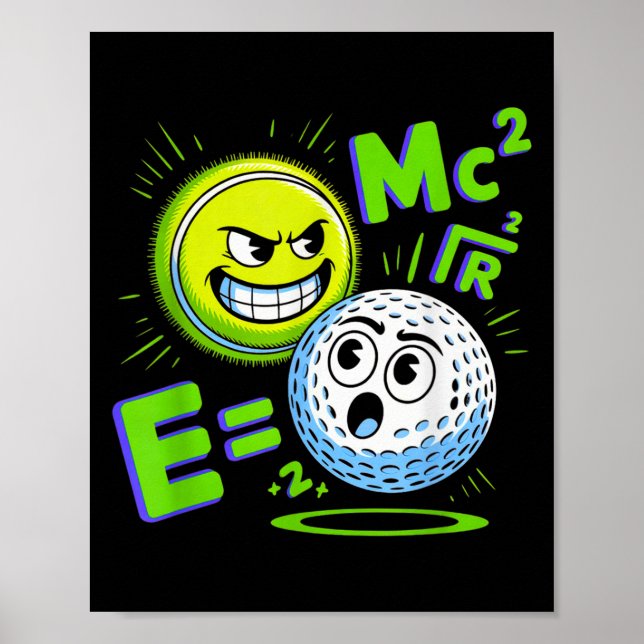 Tennis Boll och Golf Boll Duo Math Poster (Framsidan)