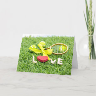 Tennis boll och grönt med kärlek helgkort