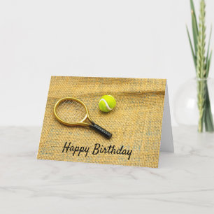 Tennis boll och racket grattis på födelsedagen kort