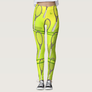 Tennis boll och Racket på gult Leggings