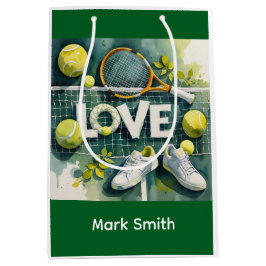 Tennis boll och racket vid domstolen med namn