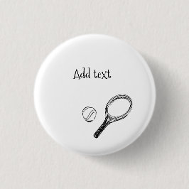 Tennis boll och racketar, svartvita knapp