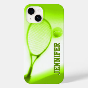 Tennis boll och racketsporter grönt iphone case