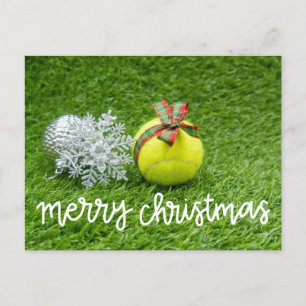 Tennis boll om grönt till jul helg vykort