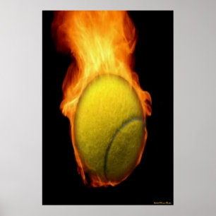 Tennis Boll On Fire Print Poster