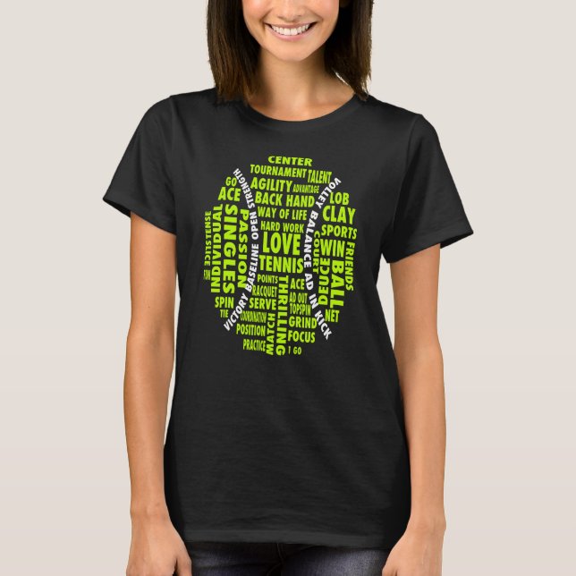 Tennis Boll Ord Cloud Coola Tennis Players Tee (Framsida)