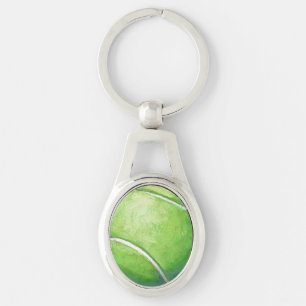 Tennis Boll Ovalt Silverfärgad Nyckelring