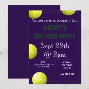 Tennis Boll Party-inbjudan redigerbar Inbjudningar