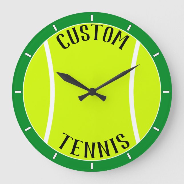 Tennis Boll Personlig Text och Färg Wall Clock Stor Klocka (Framsida)