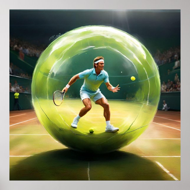 Tennis Boll Player On Court Poster (Framsidan)