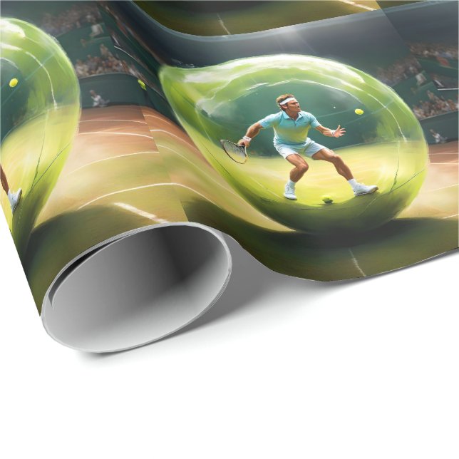Tennis Boll Player On Court Presentpapper (Rullad Hörn)