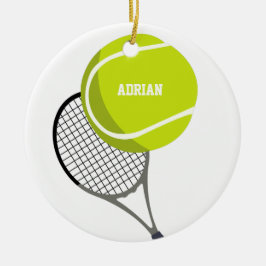 Tennis Boll & Racket Racquet Personlig Julgransprydnad Keramik