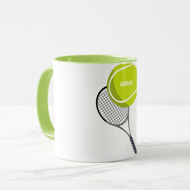Tennis Boll & Racket Racquet Personlig Mugg (Framsida vänster)