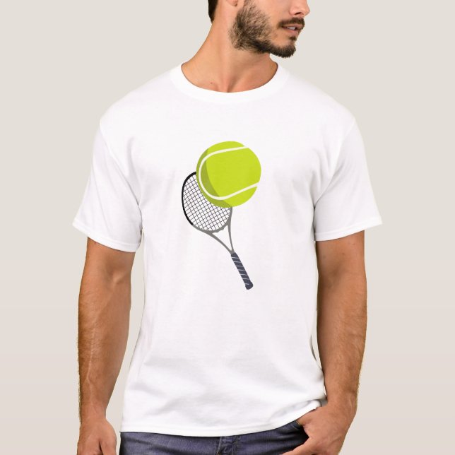 Tennis Boll & Racket Racquet T Shirt (Framsida)