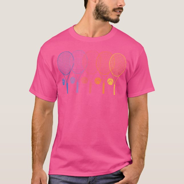 Tennis Boll Racket Silhouette Funny Rackets Bollar T Shirt (Framsida)