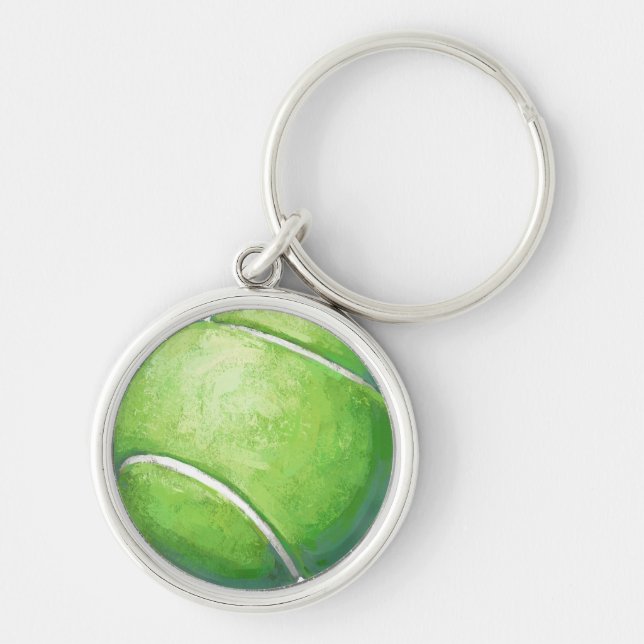 Tennis Boll Rund Silverfärgad Nyckelring (Framsidan)