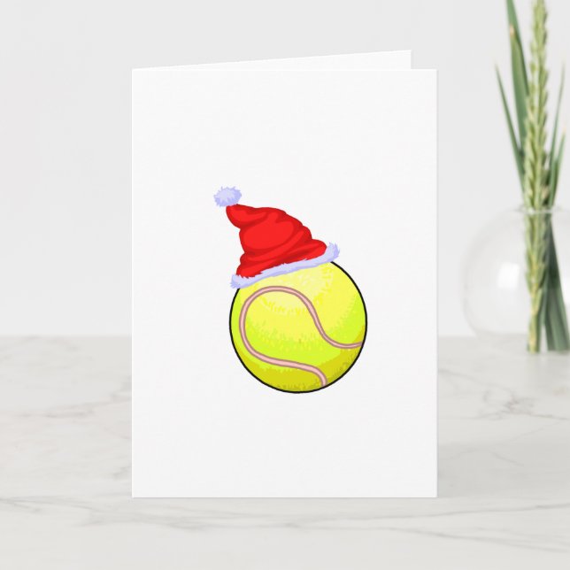 Tennis Boll (Santa Hat) Helgkort (Framsida)