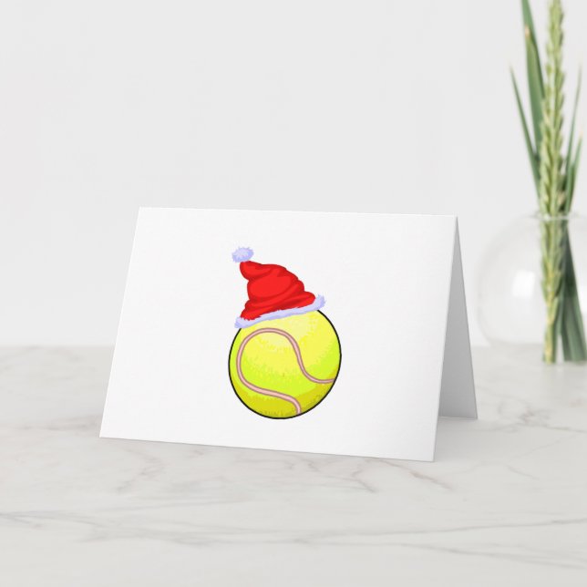 Tennis Boll (Santa Hat) Helgkort (Framsida)