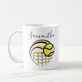 Tennis Boll som flyger över Personligen Net Sport Kaffemugg