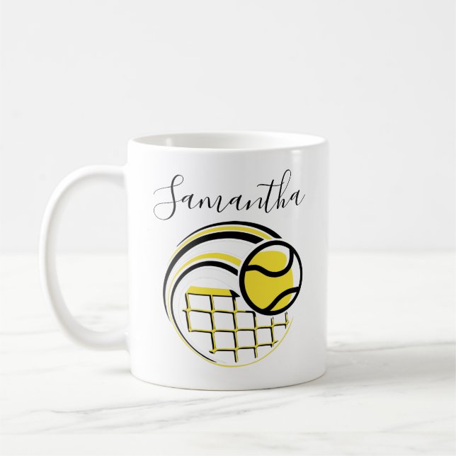 Tennis Boll som flyger över Personligen Net Sport Kaffemugg (Vänster)