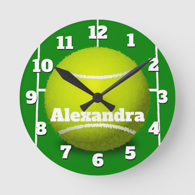 Tennis Boll Sports Clock Rund Klocka (Framsida)
