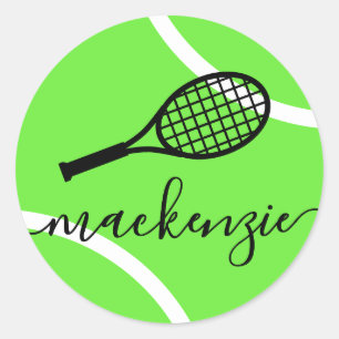 Tennis Boll Stickers Grönt Personlig Namn Runt Klistermärke