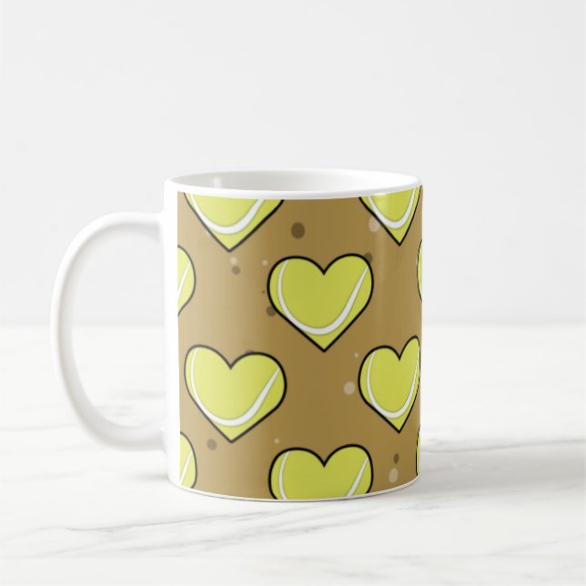 Tennis Boll Struktur In Heart Shape - Mönster Kaffemugg (Vänster)