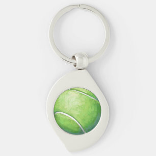 Tennis Boll Swirl Silverfärgad Nyckelring