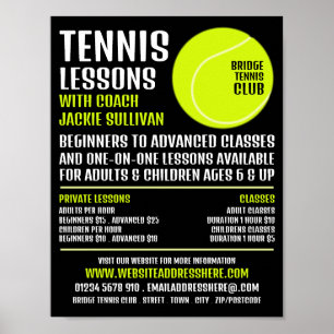 Tennis Boll, Tennis Lessons/Classes Advertising Poster