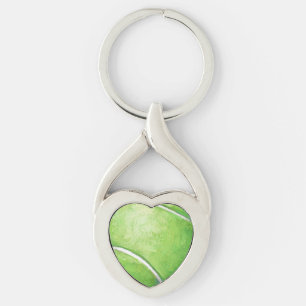 Tennis Boll Twisted Heart Silverfärgad Nyckelring