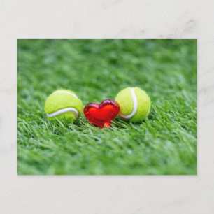 Tennis boll Valentindagen med hjärta Helg Vykort