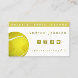 Tennis Boll World Planet Coach Social Media Gult Visitkort