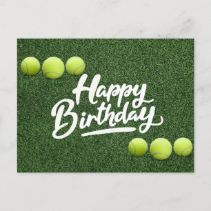 Tennis bollar födelsedag är på grönt vykort