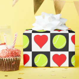 Tennis Bollar och Hearts Tennis Player Team Party Presentpapper
