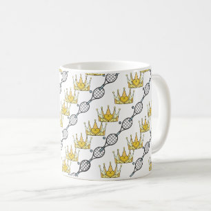 Tennis Bollar Rackets och Krona Royal Mönster Kaffemugg