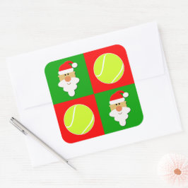 Tennis Bollar & Santa Tennis Player - julomslag Fyrkantigt Klistermärke