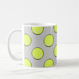 Tennis Bollar Seamless Mönster på Grått Background Kaffemugg