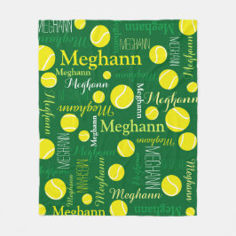 Tennis bollar sport gult, mörk grönt eget namn fleecefilt