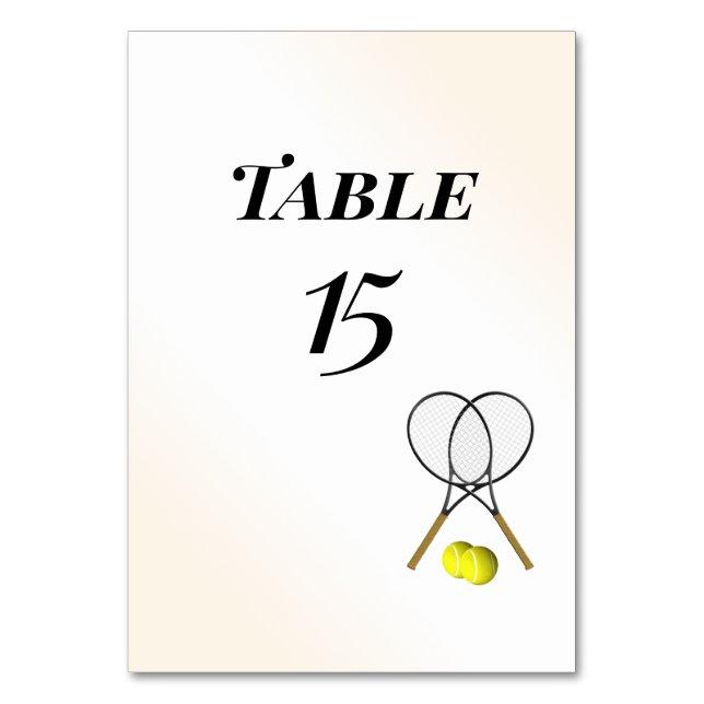 Tennis Bordsnummer Place Cards (Framsidan)