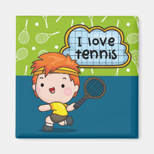 Tennis Boy spelar tennis Magnet