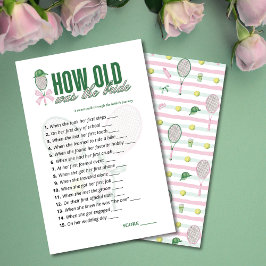 Tennis Bridal Shower Game How Old Was the Bride 