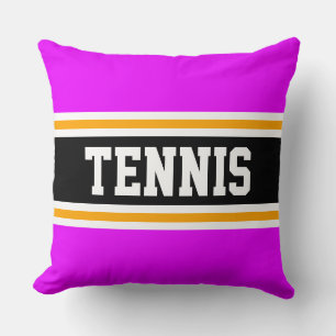 TENNIS Bright Tropical Rosa Black Athletic Rand Kudde