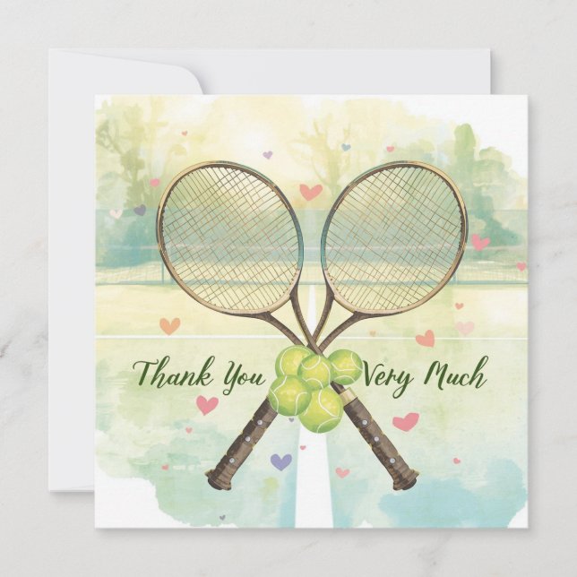 Tennis bröllop med racket och kärlek hjärtan (Framsida)