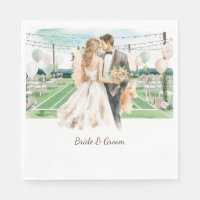 Tennis Bröllop temat Bride and Groom on Court