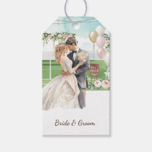 Tennis Bröllop temat Bride and Groom on Court Presentetikett