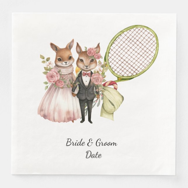Tennis Bröllop themed Pappersservett (Framsida)