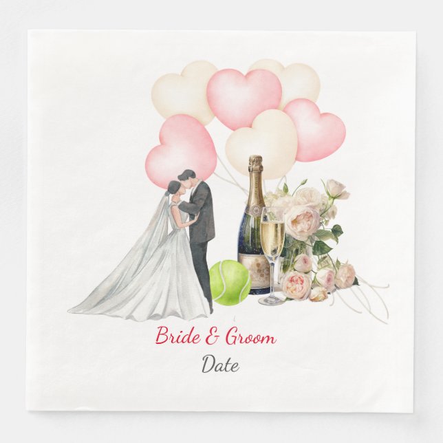 Tennis Bröllop themed Pappersservett (Framsida)