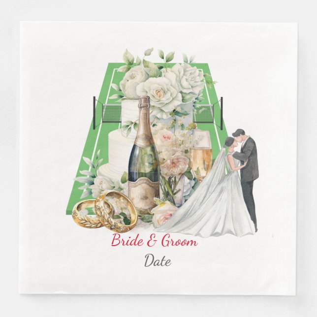 Tennis Bröllop themed Pappersservett (Framsida)