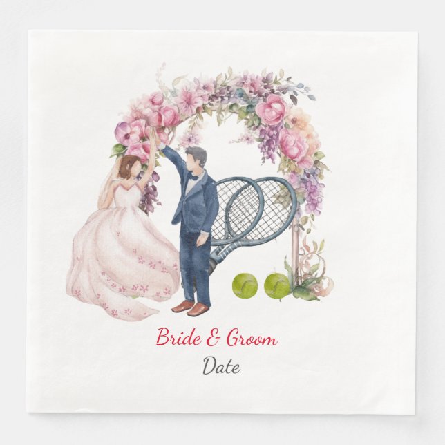 Tennis Bröllop themed Pappersservett (Framsida)